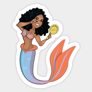Mermaid Putting on Makeup Sticker